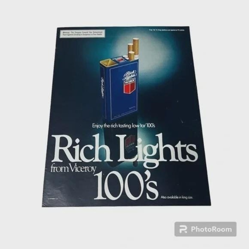 1980 Rich Lights From Viceroy Cigarettes Original Vintage Print Ad